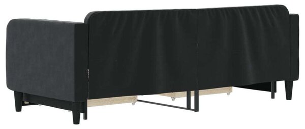 Fekete kihúzható bársony heverő fiókkal 80 x 200 cm