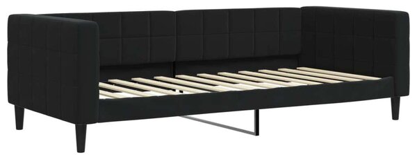 Fekete kihúzható bársony heverő matraccal 90 x 200 cm