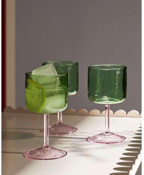 HAY - Tint Wine Glass Set of 2 Green/ PinkHAY - Lampemesteren