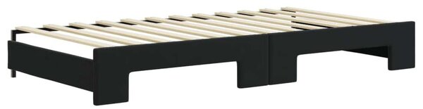 Fekete kihúzható bársony heverő matraccal 100 x 200 cm