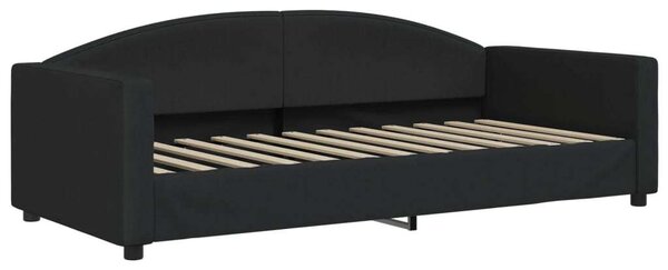Fekete kihúzható szövet heverő fiókokkal 90 x 200 cm