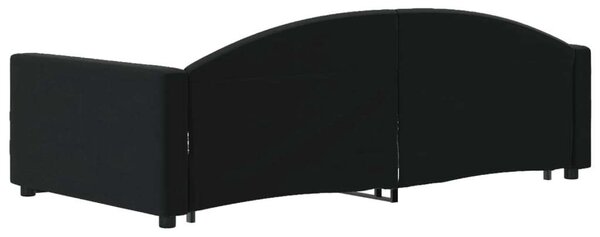 Fekete kihúzható bársony heverő fiókkal 100 x 200 cm