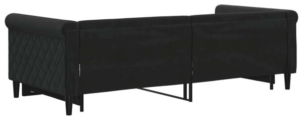 Fekete kihúzható bársony heverő 90x200 cm