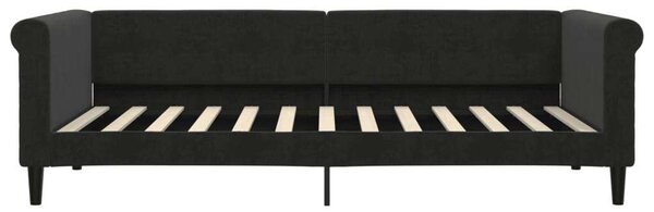 Fekete kihúzható bársony heverő 90x200 cm