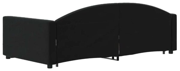 Fekete kihúzható bársony heverő fiókkal 90 x 200 cm