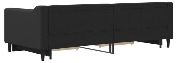 Fekete kihúzható szövet heverő fiókokkal 90 x 200 cm