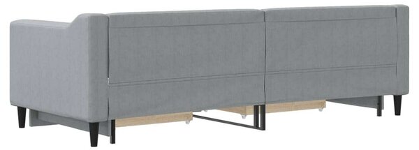 Világosszürke kihúzható szövet heverő fiókokkal 80 x 200 cm