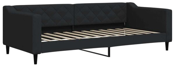 Fekete kihúzható szövet heverő fiókokkal 90 x 200 cm