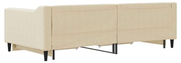 Krémszínű kihúzható szövet heverő fiókkal 100x200 cm