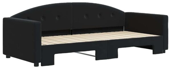 Fekete kihúzható bársony heverő 90x200 cm