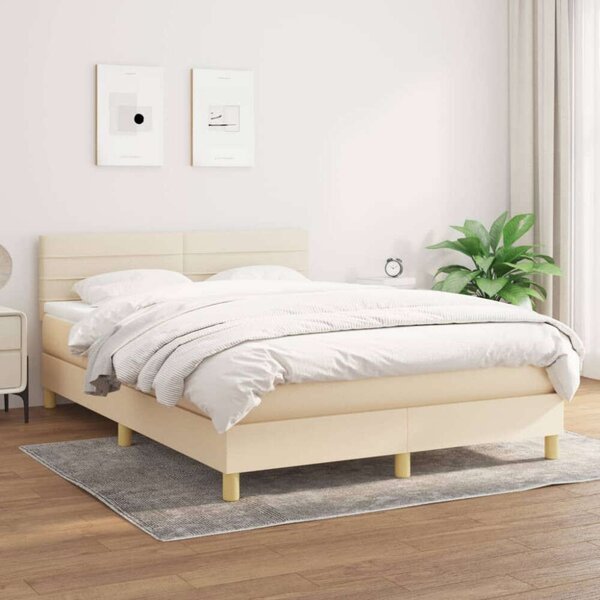 VidaXL Ágy Matraccal - 140x190 cm - Krémszínű