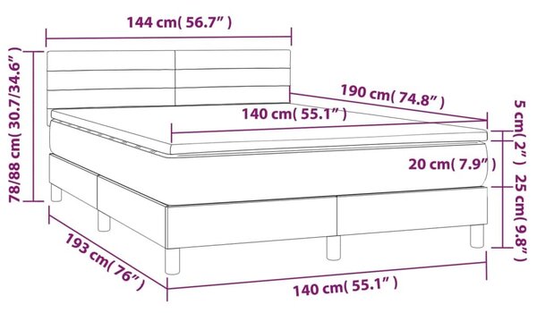 VidaXL Ágy Matraccal - 140x190 cm - Krémszínű