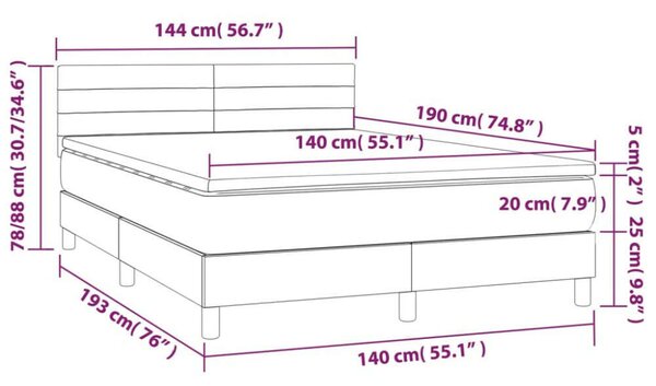 VidaXL Ágy Matraccal - 140x190 cm - Krémszínű