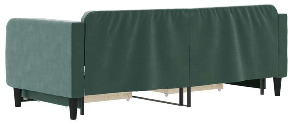 Sötétzöld kihúzható bársony heverő fiókkal 80 x 200 cm