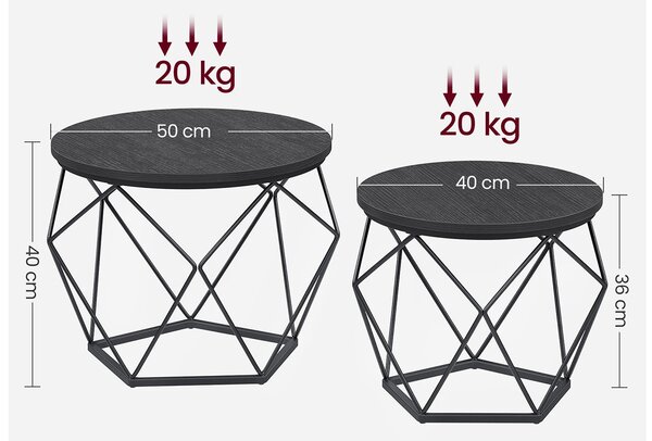 Geometrikus dohányzóasztal szett 2db - fekete