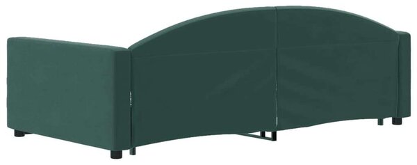 Sötétzöld kihúzható bársony heverő fiókkal 100 x 200 cm