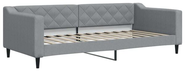Világosszürke kihúzható szövet heverő fiókokkal 90 x 200 cm