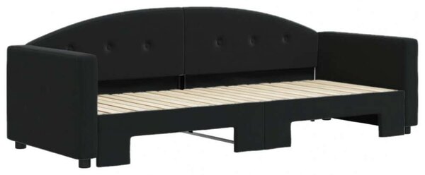 Fekete kihúzható bársony heverő 80 x 200 cm
