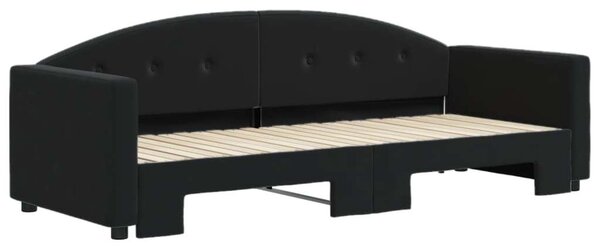 Fekete kihúzható bársony heverő 80 x 200 cm