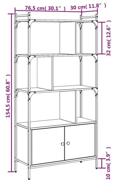 VIDAXL - Polcrendszer - Füstös Tölgy - 76,5x30x154,5 cm