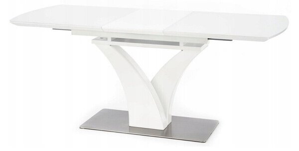 Asztal Houston 657, Fehér, 75x80x140cm, Hosszabbíthatóság, Edzett üveg, Közepes sűrűségű farostlemez, Fém, Közepes sűrűségű farostlemez