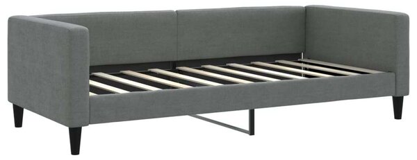 Sötétszürke kihúzható szövet heverő matracokkal 90 x 190 cm