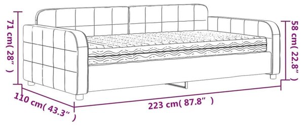 Fekete bársony kanapéágy matraccal 100 x 200 cm