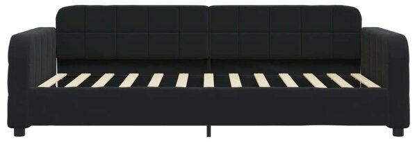 Fekete kihúzható bársony heverő 90x200 cm