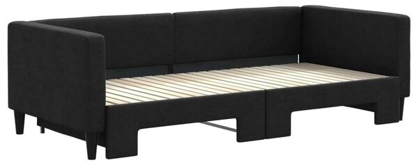 Fekete kihúzható szövet heverő 90x200 cm