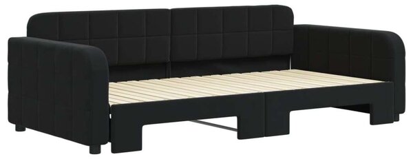 Fekete kihúzható bársonyheverő 100 x 200 cm