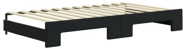 Fekete kihúzható bársonyheverő 100 x 200 cm