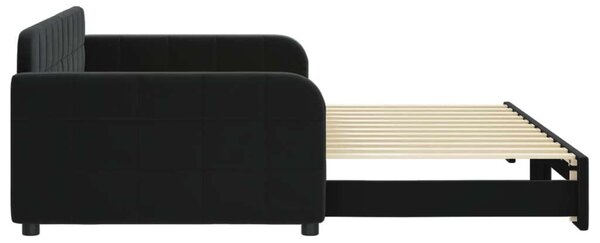 Fekete kihúzható bársonyheverő 100 x 200 cm