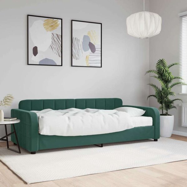 Sötétzöld bársony heverő matraccal 90 x 200 cm