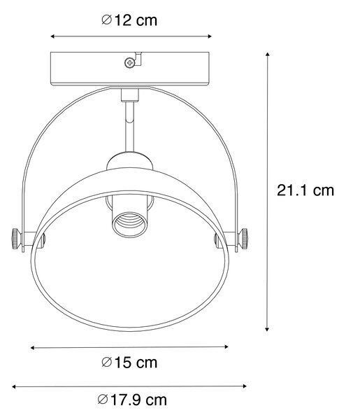 Ipari mennyezeti lámpa fekete arannyal 15 cm állítható - Magnax