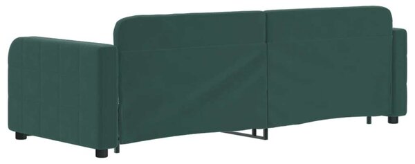 Sötétzöld kihúzható bársony heverő 80 x 200 cm