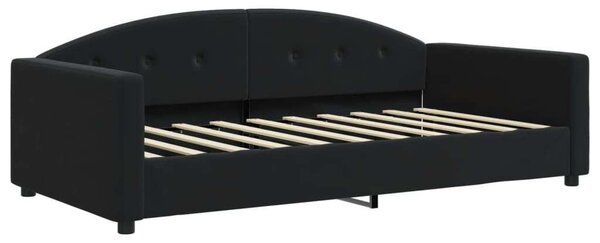 Fekete kihúzható bársony heverő matracokkal 90 x 190 cm