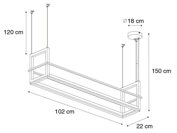 Függőlámpa fekete polccal, beépített LED-del, 3 fokozatban szabályozható - Cage Rack