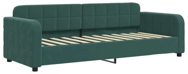 Sötétzöld kihúzható bársony heverő 80 x 200 cm