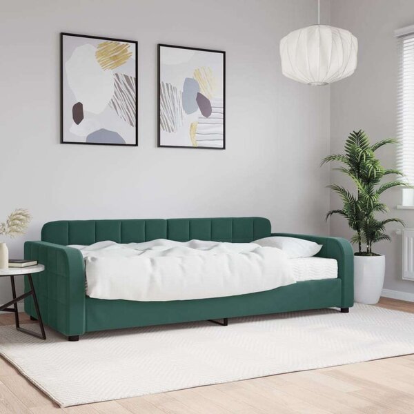 Sötétzöld bársony heverő matraccal 90 x 200 cm