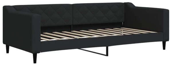 Fekete kihúzható szövet heverő matracokkal 90 x 200 cm