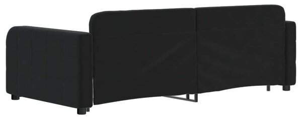 Fekete kihúzható bársonyheverő 90 x 190 cm