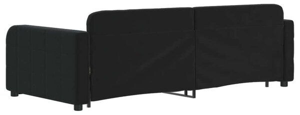 Fekete kihúzható bársony heverő 90x200 cm