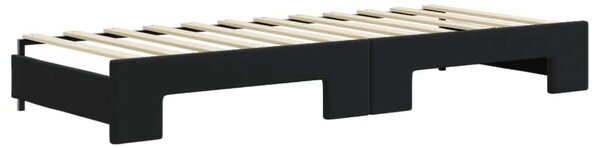 Fekete kihúzható bársony heverő matraccal 80 x 200 cm