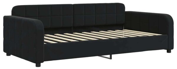 Fekete kihúzható bársony heverő 90x200 cm