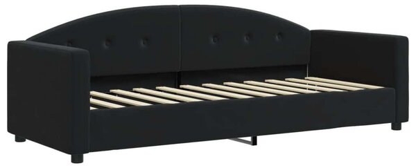 Fekete kihúzható bársony heverő matraccal 80 x 200 cm