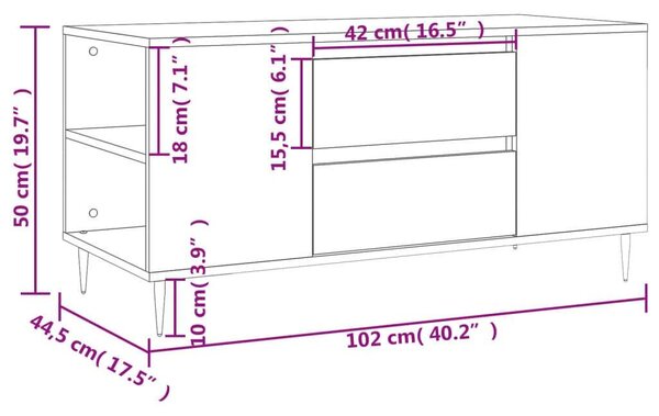 Modern Dohányzóasztal - Betonszürke - 102x44,5x50 cm