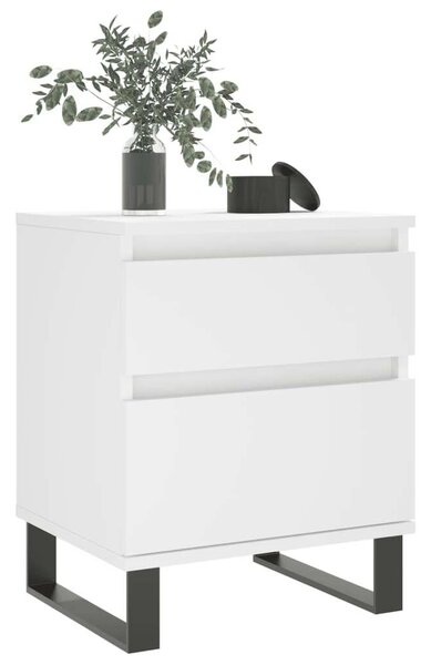 Fehér Éjjeliszekrény Szett - 2 db - Szerelt Fa - 40x35x50 cm