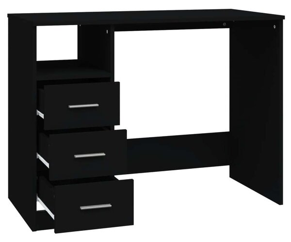 VidaXL Fekete Íróasztal Fiókokkal - 102x50x76 cm
