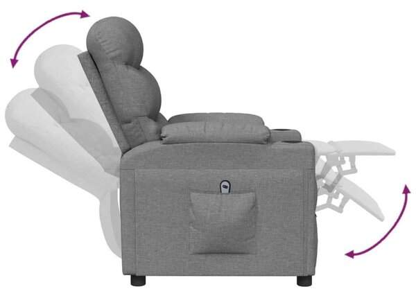 VidaXL világosszürke szövet elektromos dönthető fotel