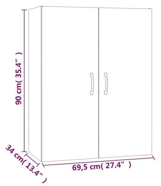 VidaXL betonszürke szerelt fa függőszekrény 69,5 x 34 x 90 cm